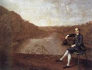 Arthur Devis Philip Howard Seated before a panorama of the river Eden at Corby Castle oil on canvas